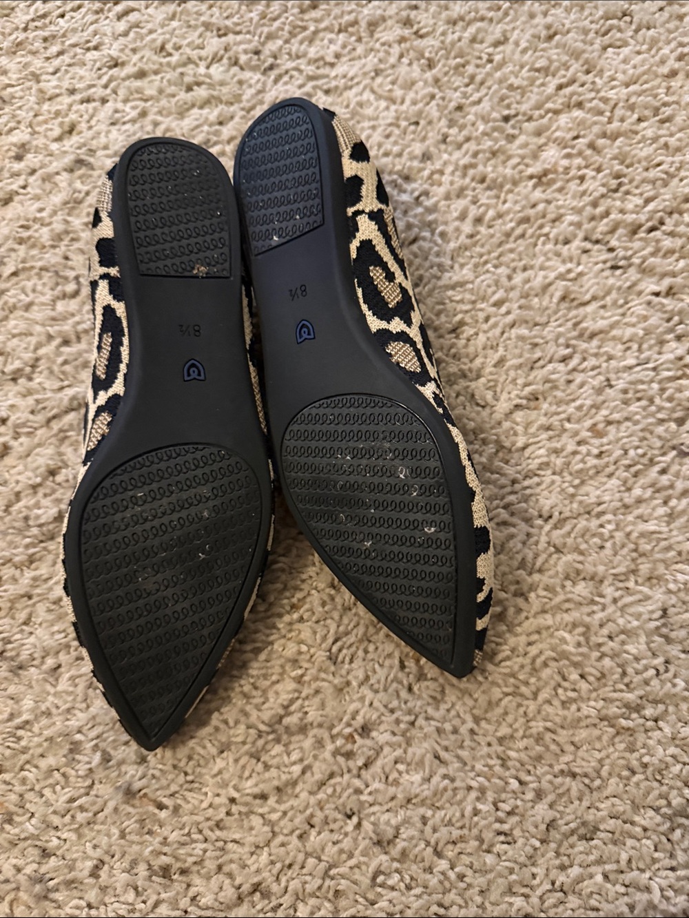 Rothy's Leopard Print Pointed Toe Flats - Beige and Black - Picture 2 of 3